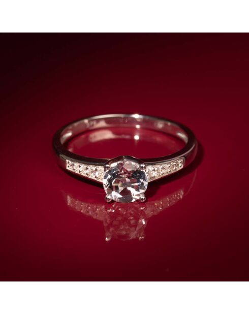 Bague Sirana Diamant 0.106 ct & Topaze blanche 1.553 ct or blanc