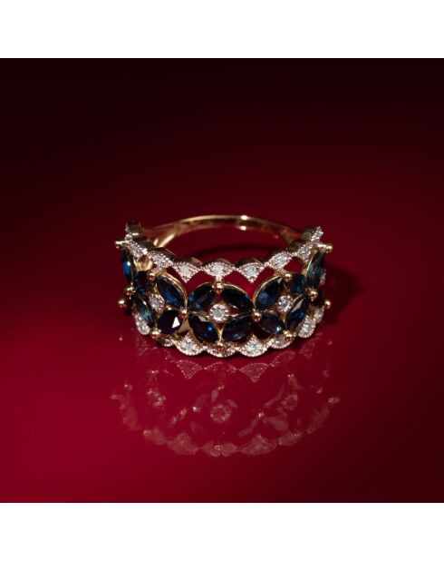 Bague Setar Diamant 0.127 ct & Saphir 0.127 ct or jaune