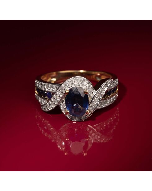 Bague Romblon Diamant 0.52 ct & Saphir 1.35 ct or jaune