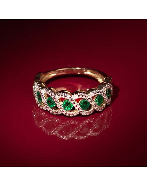 Bague Green Tarlac Diamant 0.056 ct & Emeraude 0.72 ct or jaune