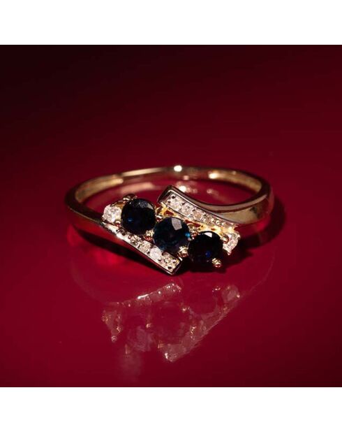 Bague Melbourne Diamant 0.07 ct & Saphir 0.54 ct or jaune