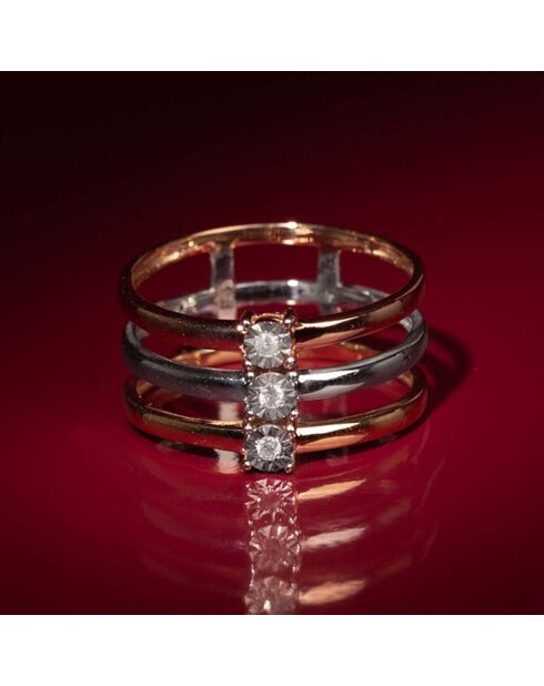 Bague Bario Diamant 0.032 ct or tricolore