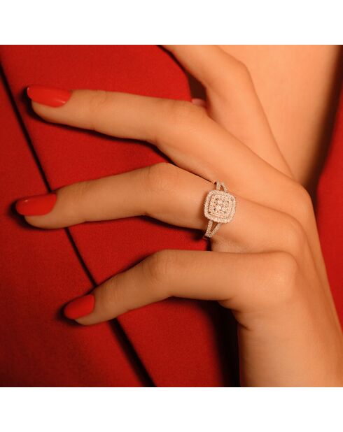 Bague Diamant carré en étage  or blanc