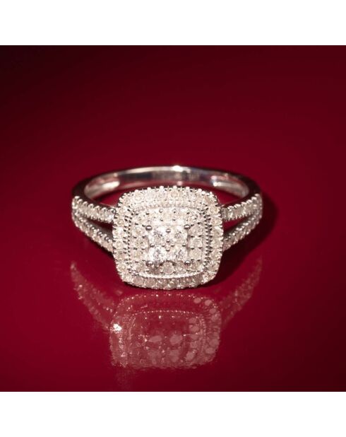 Bague Diamant carré en étage  or blanc