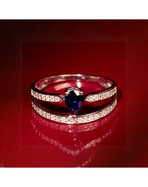 Bague Eugénie Diamants 0.2 ct Saphir 0.63 ct or blanc