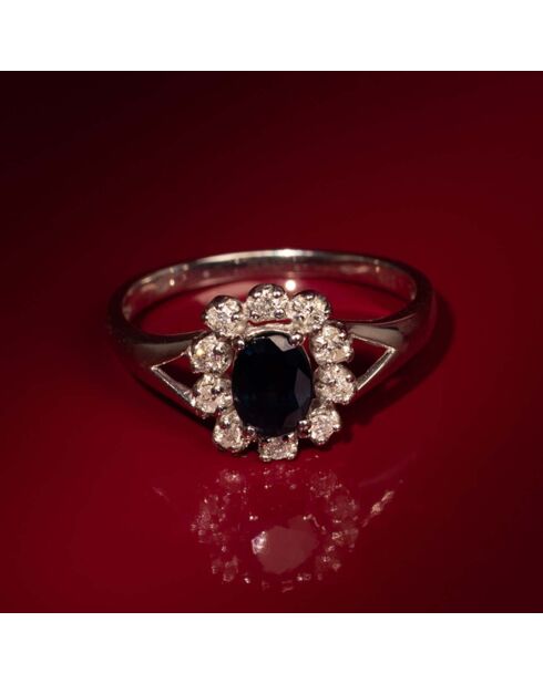 Bague Bahia Diamants 0.21 ct Saphirs 1 ct or blanc