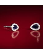 Boucles d'oreilles Rosace Diamants 0.10 ct & Saphirs 0.6 ct or blanc