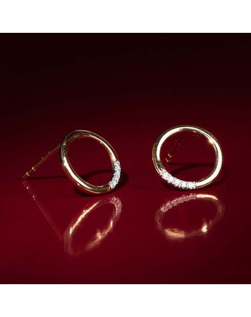 Boucles d'oreilles cercle Diamant 0.04 ct or jaune