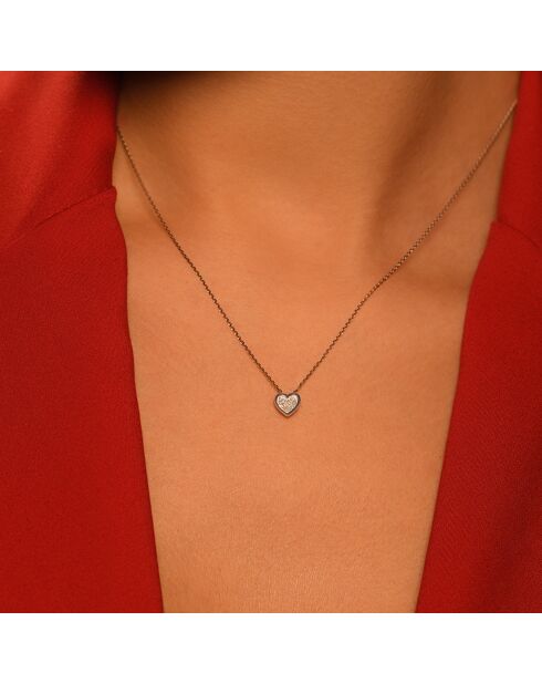 Pendentif Petit Cœur Diamant 0.05 ct or blanc