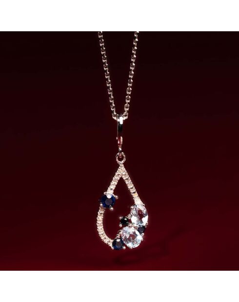 Pendentif Saphir Elixir Diamants 0.01 ct Topazes 0.48 ct & Saphirs 0.25 ct or blanc