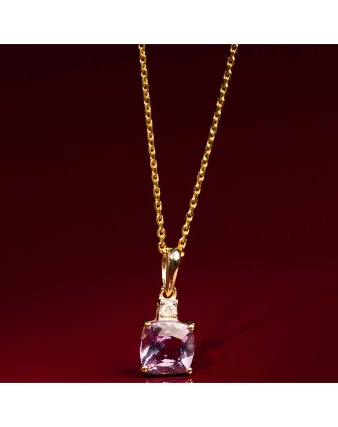 Pendentif Tonga Diamant 0.02 & Améthyste 1.50 ct or jaune