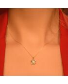 Pendentif Perles croisées & Diamants 0.132 ct or jaune