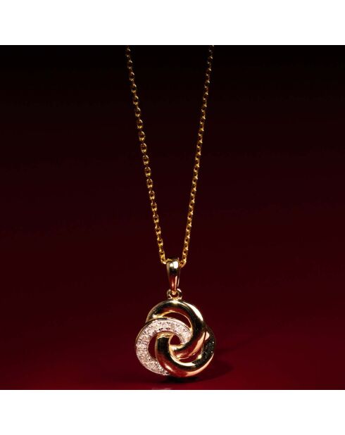 Pendentif Trior Diamant 0.07 ct or bicolore