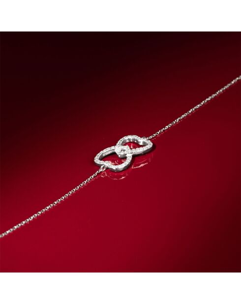 Bracelet double cœur Diamant  or blanc