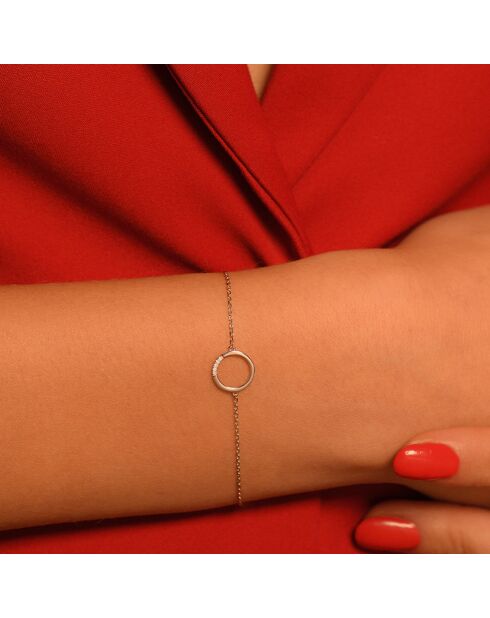 Bracelet Cercle Diamant 0.02 ct or blanc
