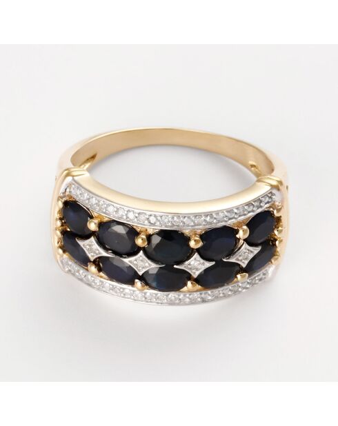Bague Hanoï Diamants 0.09 ct & Saphirs 2.5 ct or jaune