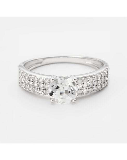 Bague Coraline Diamants 0.265 ct & Topaze blanche 1.4 ct or blanc