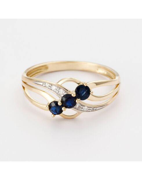 Bague Lumière Céleste Diamants 0.031 ct & Saphirs 0.51 ct or jaune