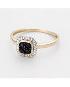 Bague Myriade Diamants 0.036 ct & Saphirs 0.4 ct or jaune