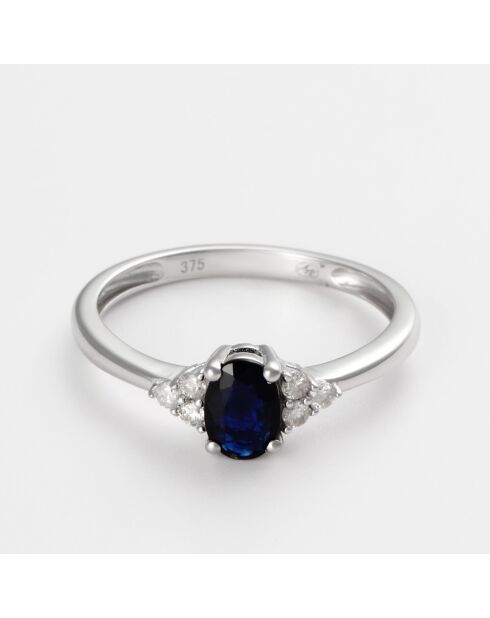 Bague Saphir enchanteur Diamants 0.126 ct & Saphir 0.68 ct or blanc