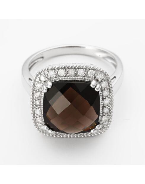 Bague Ludivine Diamants 0.228 ct & Quartz 5.885 ct or blanc