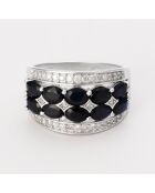 Bague Gabrielle Diamants 0.251 ct & Saphirs 2.5 ct or blanc