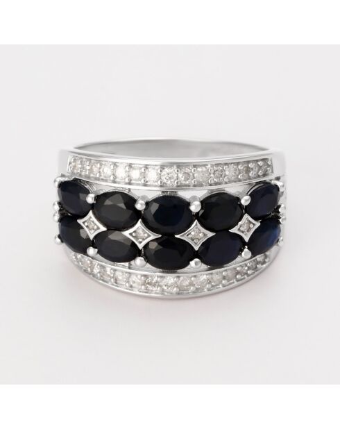 Bague Gabrielle Diamants 0.251 ct & Saphirs 2.5 ct or blanc