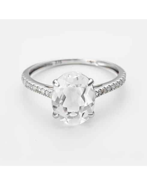 Bague Éclat de Soleil Diamants 0.126 ct & Topaze blanche 4.03 ct or blanc