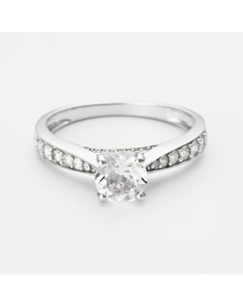 Bague Cléophée Diamants 0.274 ct & Topaze blanche 1.43 ct or blanc
