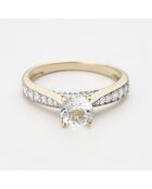 Bague Cléophée Diamants 0.274 ct & Topaze blanche 1.43 ct or jaune