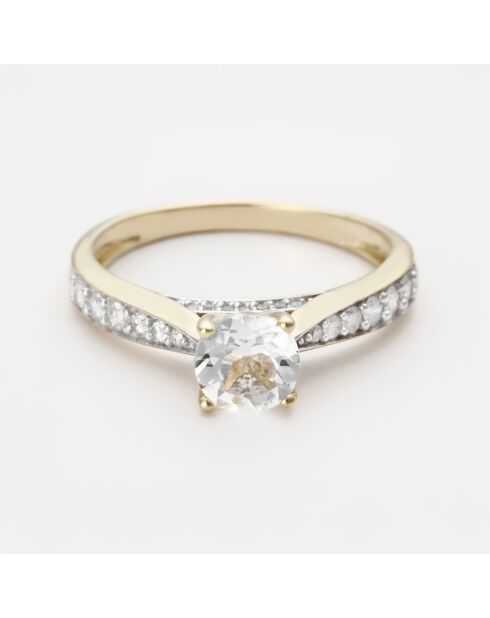 Bague Cléophée Diamants 0.274 ct & Topaze blanche 1.43 ct or jaune