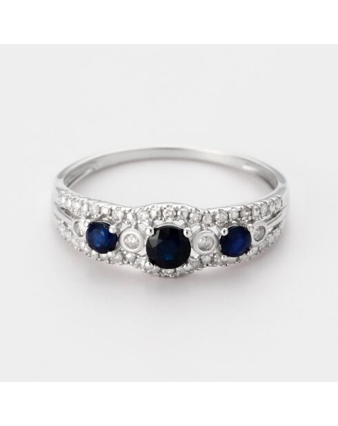 Bague Milady Diamants 0.119 ct & Saphirs 0.49 ct or blanc