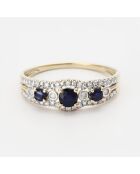 Bague Milady Diamants 0.119 ct & Saphirs 0.49 ct or jaune