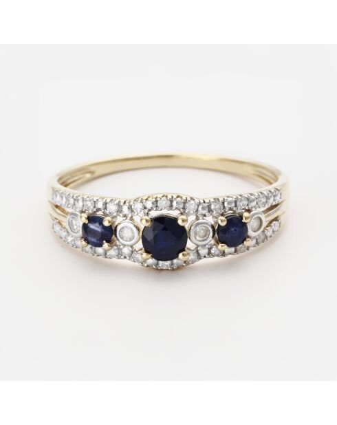Bague Milady Diamants 0.119 ct & Saphirs 0.49 ct or jaune