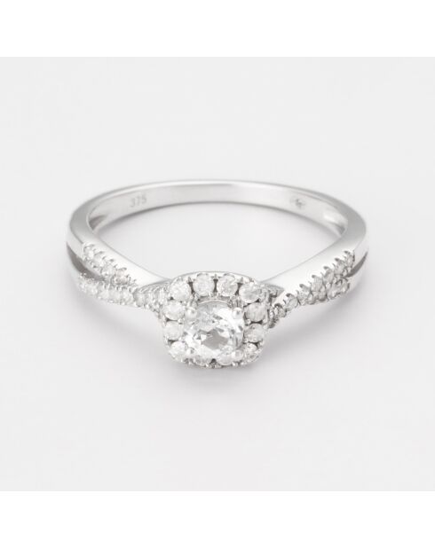 Bague Amélia Diamants 0.269 ct & Topaze blanche 0.396 ct or blanc
