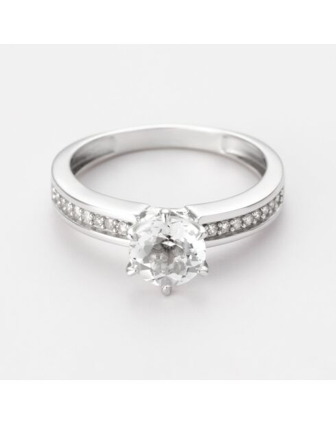 Bague Cendrillon Diamants 0.101 ct & Topaze blanche 1.553 ct or blanc
