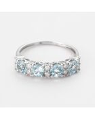Bague Orchidée Diamants 0.242 ct & Topazes bleues 1.68 ct or blanc