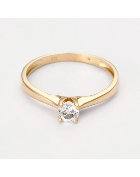 Bague Fleur de Soleil Topaze blanche 0.429 ct or jaune