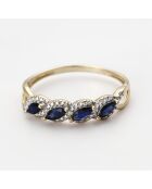 Ring aus 0,011 Karat Gold mit Monddiamanten und 0,56 ct Saphiren aus Gelbgold