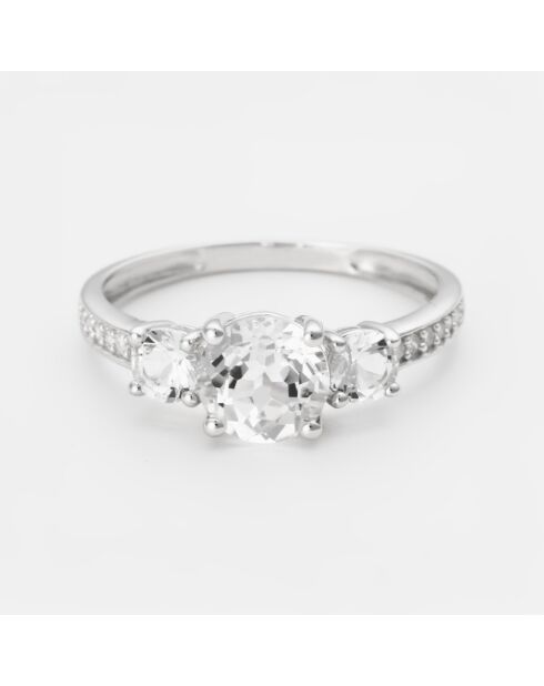 Bague Passion Diamants 0.076 ct & Topaze blanche 2.365 ct or blanc