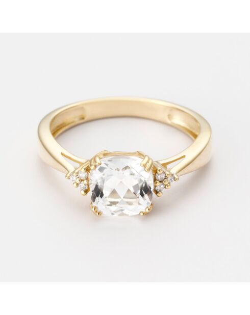 Bague Sérénade Diamants 0.038 ct & Topaze blanche 2.65 ct or jaune