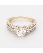 Bague Étincelante Diamants 0.383 ct & Topaze blanche 1.573 ct or jaune