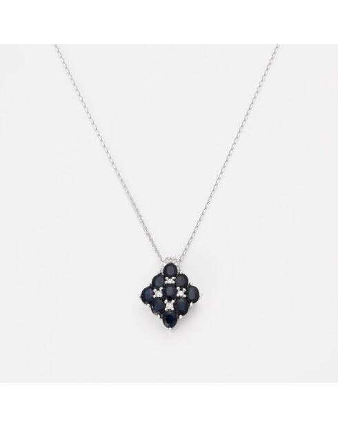 Pendentif Rosaline Diamants 0.118 ct & Saphirs 2.25 ct or blanc