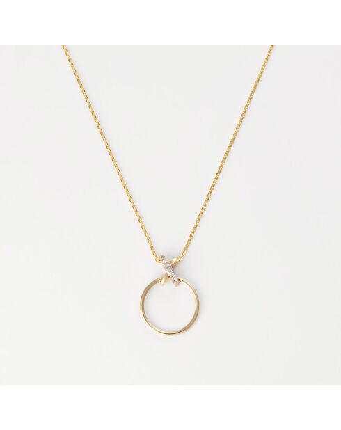 Pendentif Clair de lune Diamants 0.032 ct or jaune