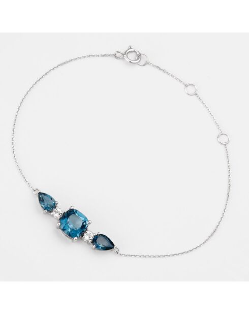 Bracelet Juliette Topazes bleues 3.242 ct & Topazes blanches 0.242 ct or blanc