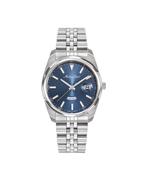 Montre Femme en Acier Mathy Day-Date argentée