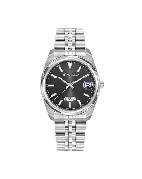 Montre Femme en Acier Mathy Day-Date argentée