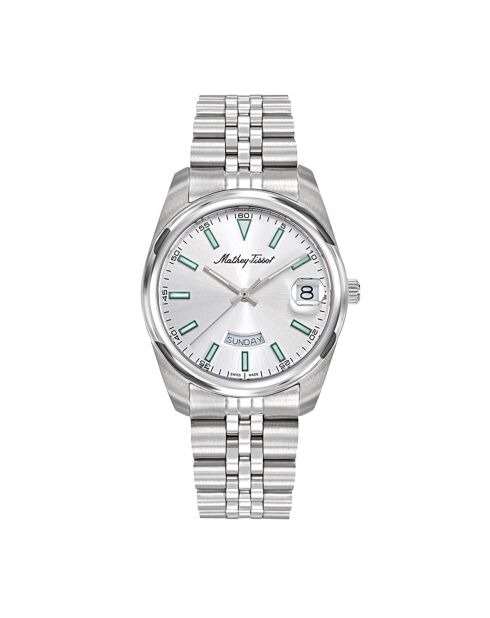 Montre Femme en Acier Mathy Day-Date argentée