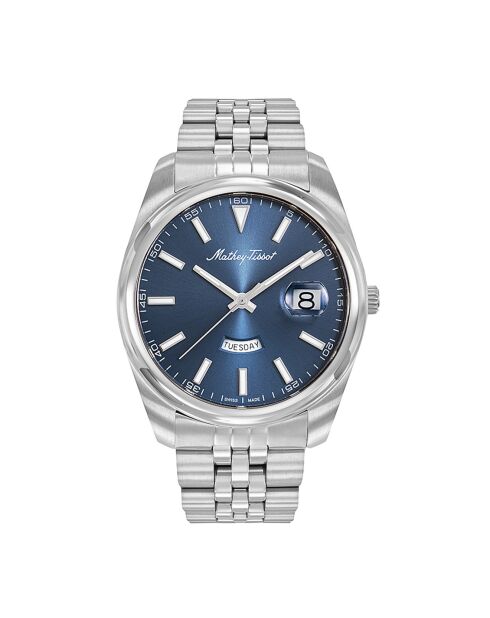 Montre Homme en Acier Mathy Day-Date argentée