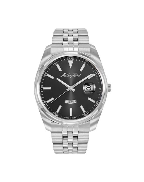 Montre Homme en Acier Mathy Day-Date argentée